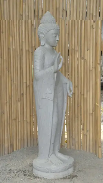 Product image 6 of the product “Standing Buddha - Abhaya mudra made of Riverstone, ca. 175 cm High ”